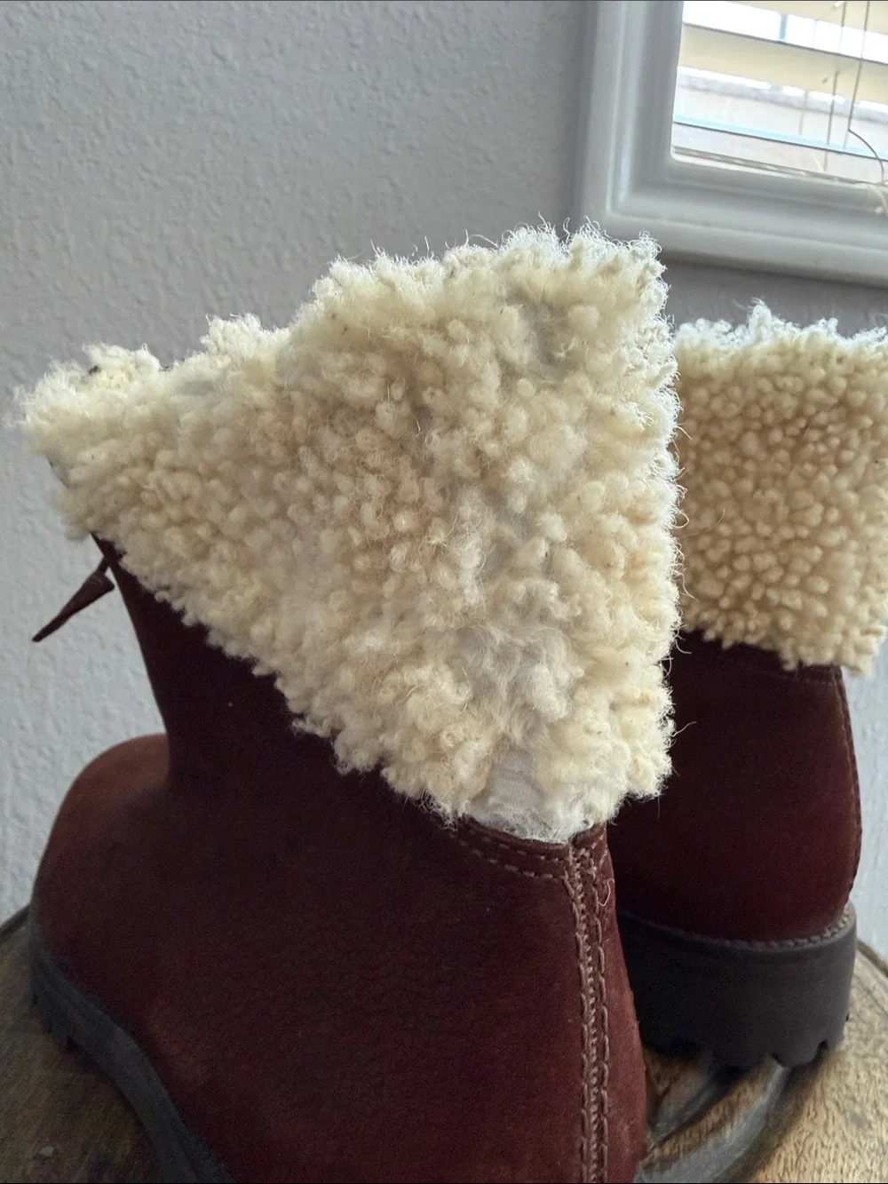 Cole Haan Chestnut Brown Faux-Shearling Zip Ankle Boots